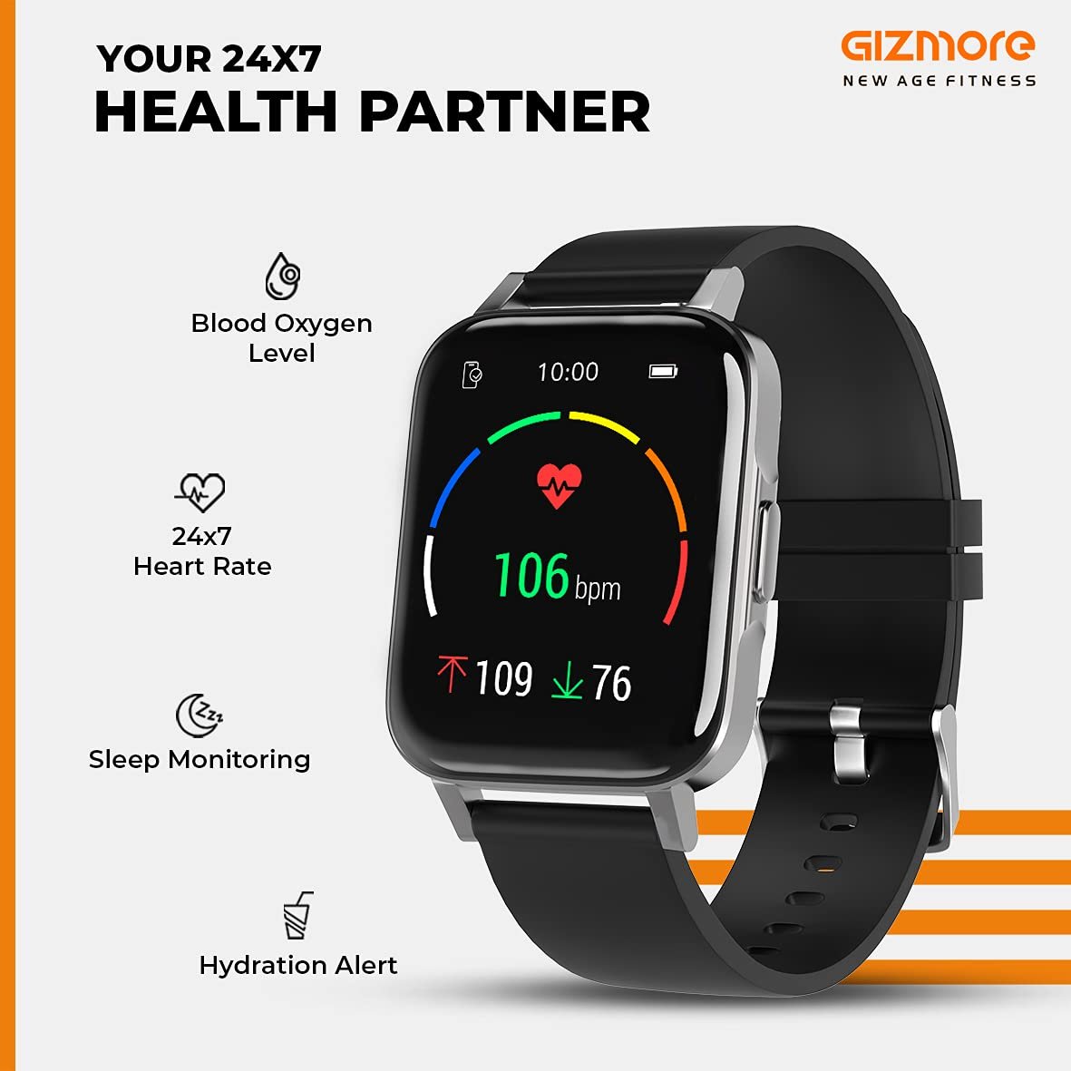 GIZMORE 22MM Silicone Strap Compatible with Multiple Watches | Soft Si