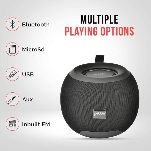 Pebble Dome Heavy Bass 5W Bluetooth Speaker (Black) - Image 3