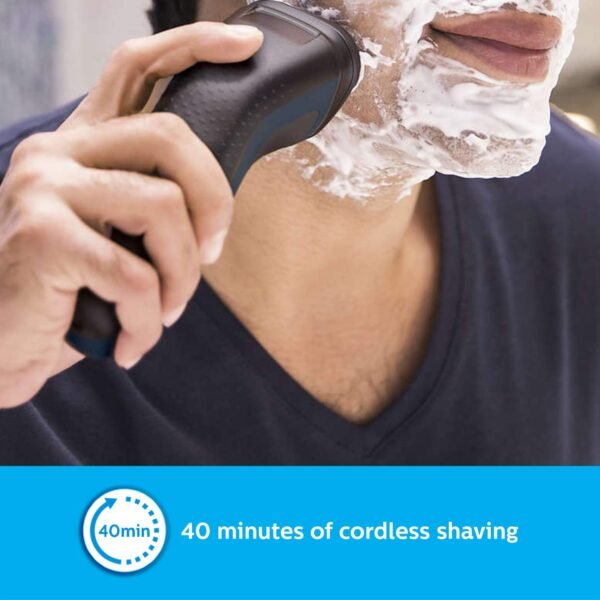 Philips S1121 Cordless Electric Shaver, 3D Pivot & Flex Heads, 27 Comfort Cut Blades, Up to 40 Min of Shaving - Image 4