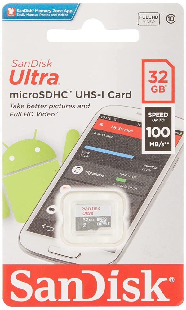 SanDisk Ultra 32 GB Micro SD Card 100MB/s UHS-I Class 10 MicroSDHC Card SDSQUNR-032G