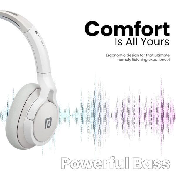 Portronics Muffs M1 Wireless Bluetooth Over Ear Headphone(White) - Image 4