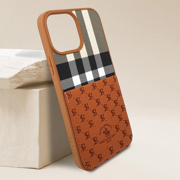 iPhone 13 Back Case - Santa Barbara Polo Club Genuine Leather Cover (Brown)  - ShoppCart