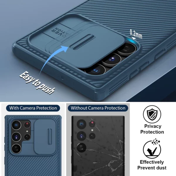 S22 Ultra Back Case (Blue)- CamShield Pro Case with Slide Camera Cover - Image 4