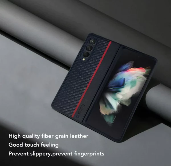 Galaxy Z Fold 3 Hazel Fiber Grain Genuine Leather Case - Image 2