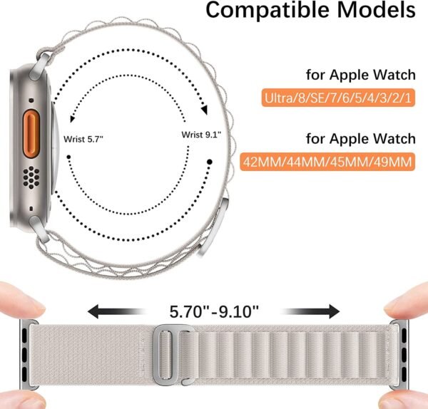 Alpine Loop Band for Apple Watch Strap 49mm 45mm 44mm 42mm- White - Image 6