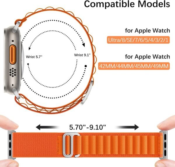 Alpine Loop Band for Apple Watch Strap 49mm 45mm 44mm 42mm- Orange - Image 6