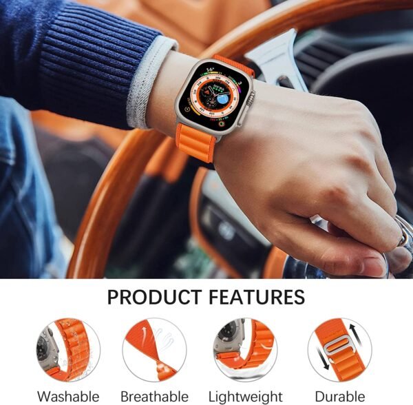 Alpine Loop Band for Apple Watch Strap 49mm 45mm 44mm 42mm- Orange - Image 5