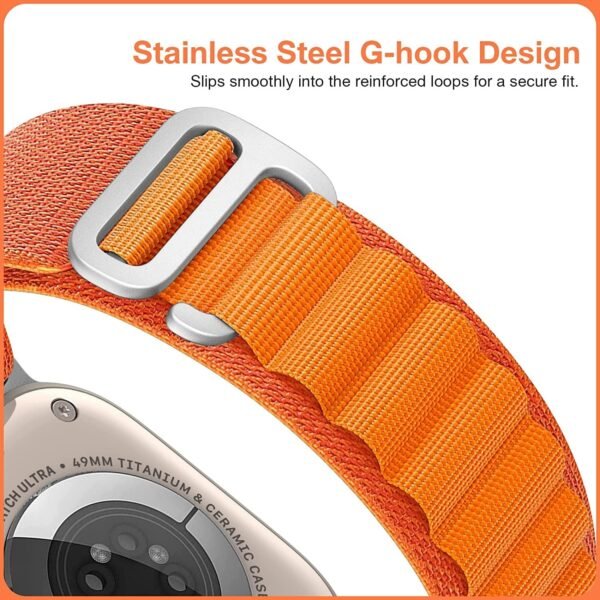 Alpine Loop Band for Apple Watch Strap 49mm 45mm 44mm 42mm- Orange - Image 4