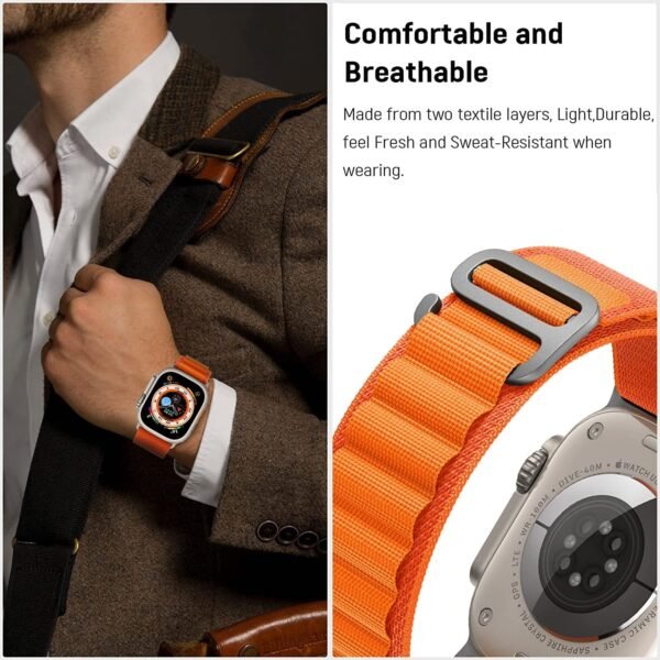 Alpine Loop Band for Apple Watch Strap 49mm 45mm 44mm 42mm- Orange - Image 3