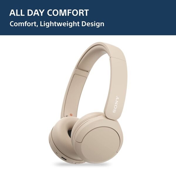 Sony WH-CH520, Wireless On-Ear Bluetooth Headphones with Mic, Upto 50 Hours Playtime, DSEE Upscale, Multipoint Connectivity/Dual Pairing,Voice Assistant App Support for Mobile Phones (Beige) - Image 4