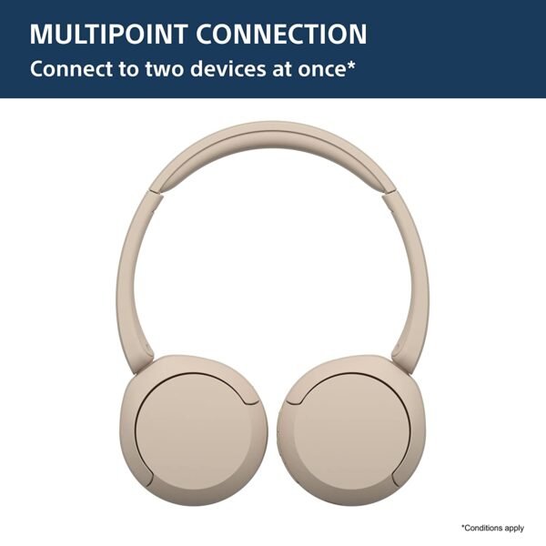 Sony WH-CH520, Wireless On-Ear Bluetooth Headphones with Mic, Upto 50 Hours Playtime, DSEE Upscale, Multipoint Connectivity/Dual Pairing,Voice Assistant App Support for Mobile Phones (Beige) - Image 8