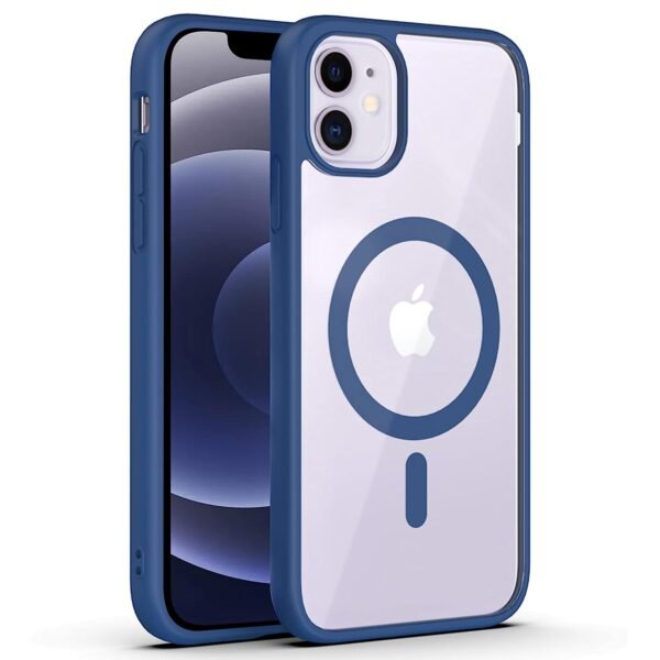 iPhone 12 Transparent With Magsafe Back Cover (Dark Blue)