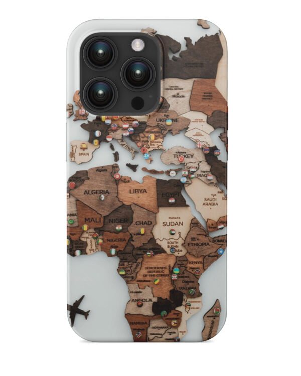 Ausaun White World Map Glass Back Case for iPhone 13 Pro