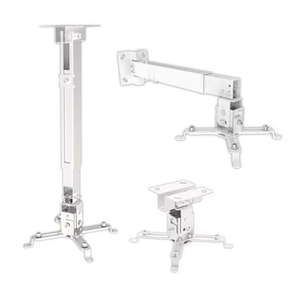 Projector Holder Adjustable Projector Ceiling and Wall Mount Kit Bracket Stand (White - 3 Feet)