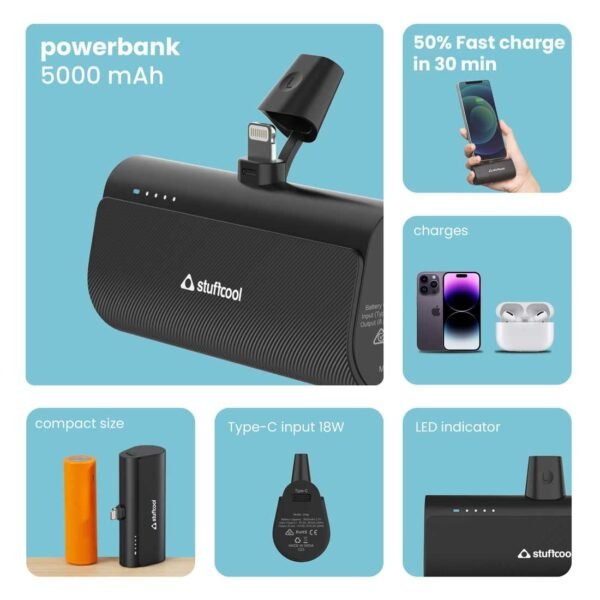 Stuffcool Snap L 5000mAh Super Compact Type Lightning Power Bank - Image 3